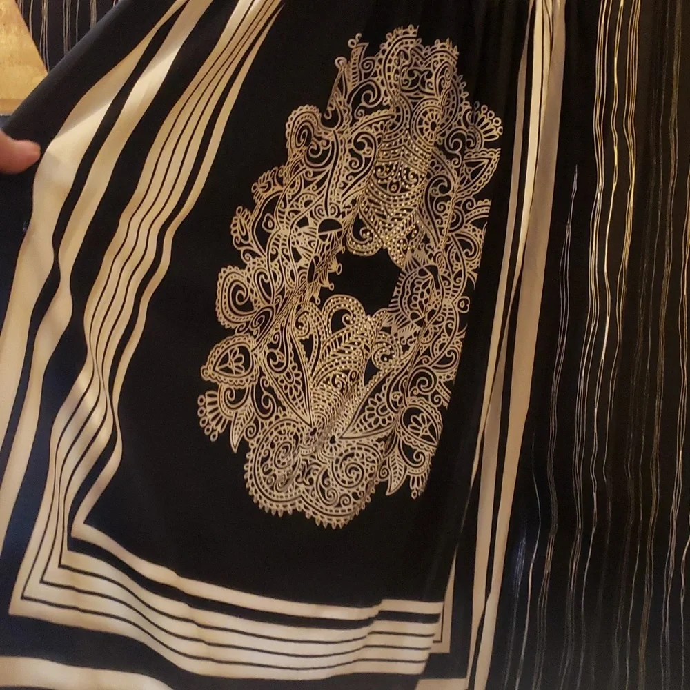 Gorgeous Black Egite Strapless Summer Dress Beaded Tie Around Neck Embellished - Picture 10 of 14